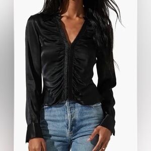 NWOT Astr The Label Black Blouse